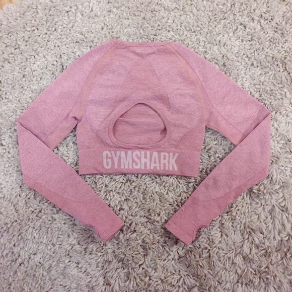 Gymshark Flex long sleeve crop top in pink white - Picture 4 of 4